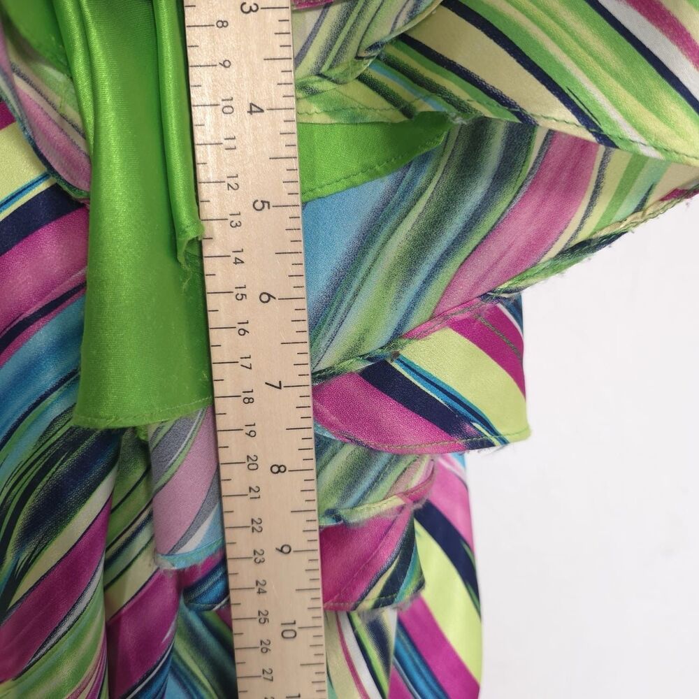 Mac Duggal Couture Size‎ 0 Maxi Dress Open Back Slit Satin Multicolor Striped - Picture 5 of 16